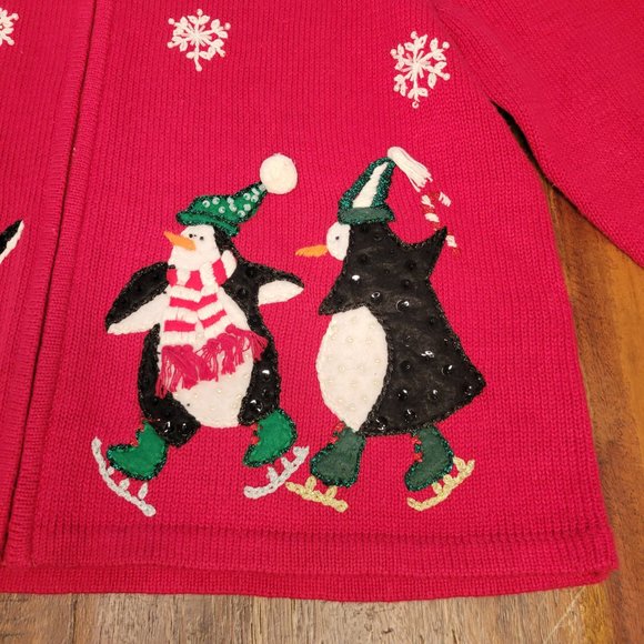 Heirloom Collectibles Skating Penguins Holiday Sweater - Sz. LG - Picture 3 of 9